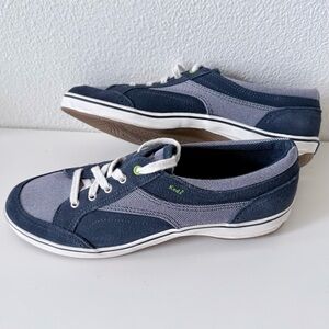 Keds Champion Navy Suede & Herringbone Canvas Women’s Lace-Up Sneakers | Size 8